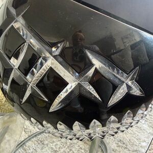 Waterford Crystal Black and Clear Cut Glass Vase